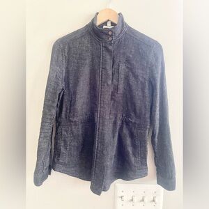 EILEEN FISHER Denim Jean Style Long Sleeve Black Shirt Jacket Size PS- EUC